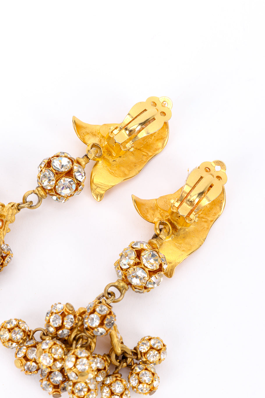 Vintage Deanna Hamro Leaf Crystal Drop Earring back closeup @recessla