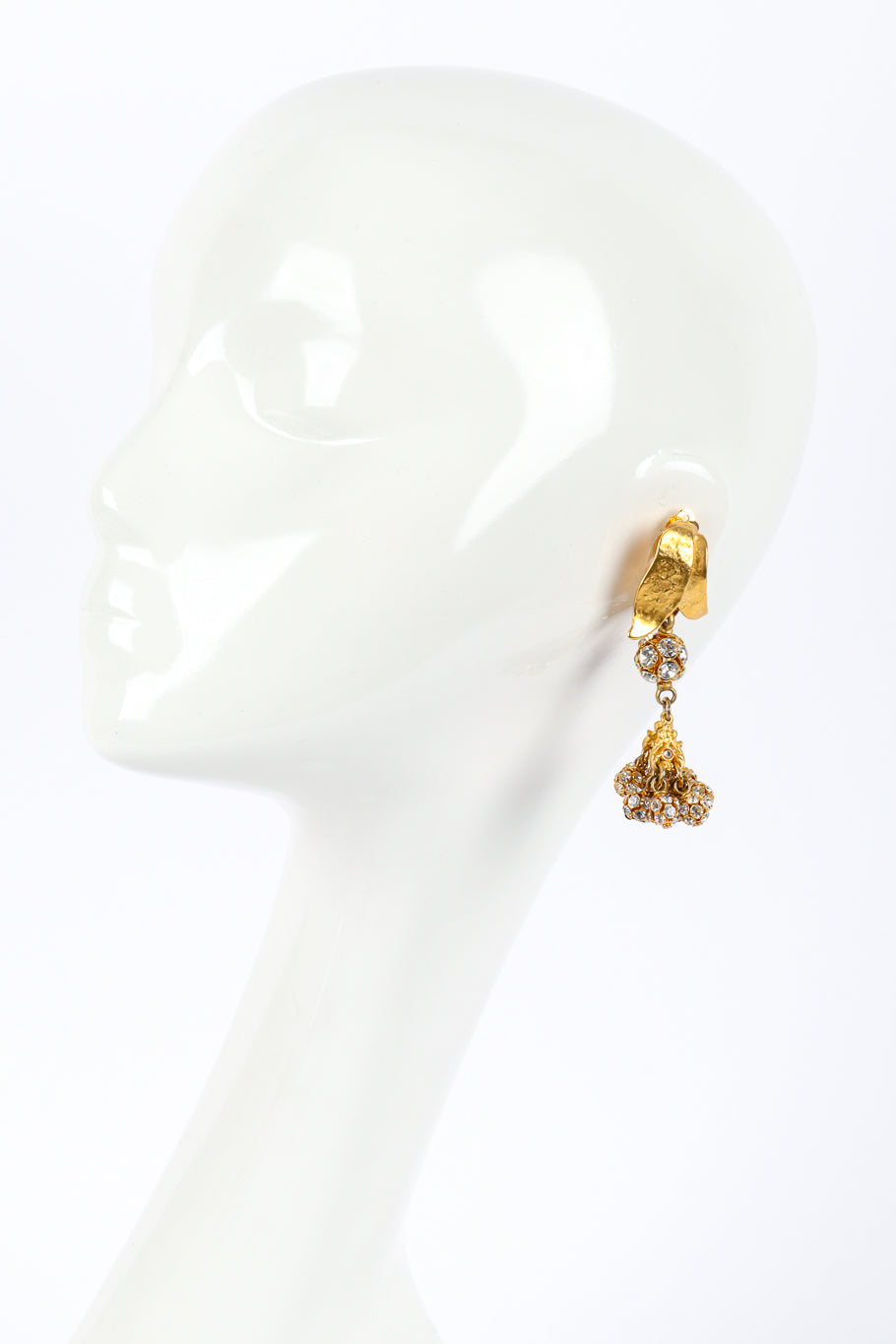 Vintage Deanna Hamro Leaf Crystal Drop Earring on mannequin @recessla