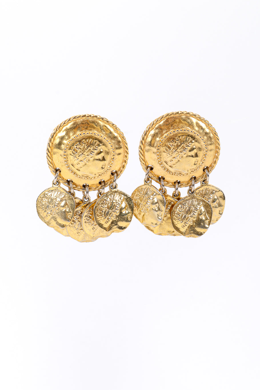 Vintage Butler & Wilson Roman Coin Charm Earrings front @recessla