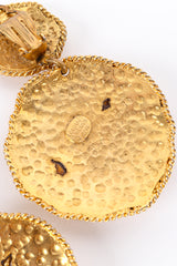 Vintage Edouard Rambaud Hammered Disc Gem Earrings cartouche closeup @recess la