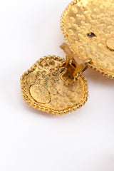 Vintage Edouard Rambaud Hammered Disc Gem Earrings back wear closeup @recess la