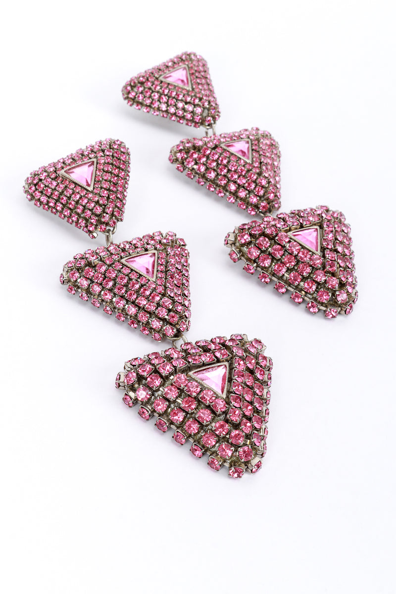 Vintage Rhinestone Triangle Tier Drop Earrings detail @RECESS LA