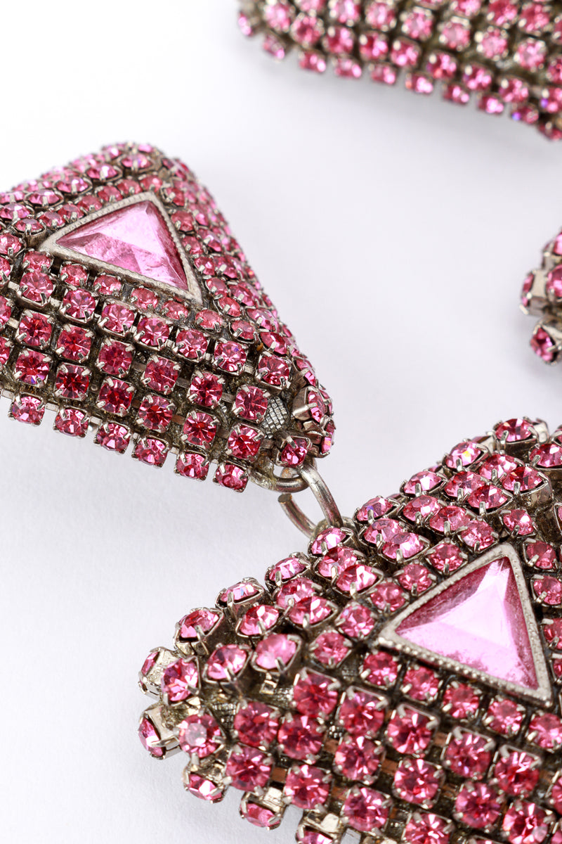 Vintage Rhinestone Triangle Tier Drop Earrings missing stone @RECESS LA