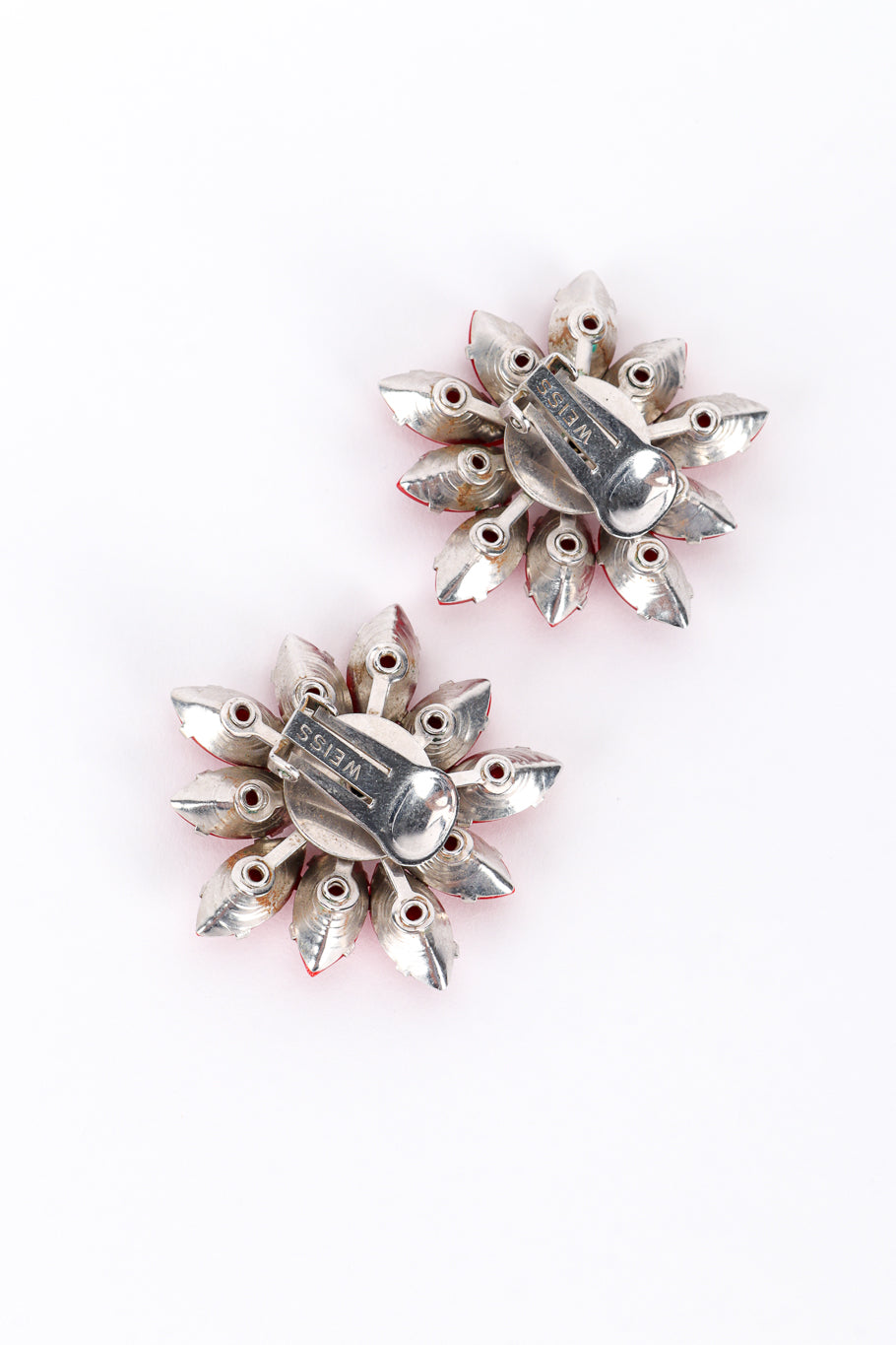 Vintage Marquise Crystal Flower Earrings back @recess la