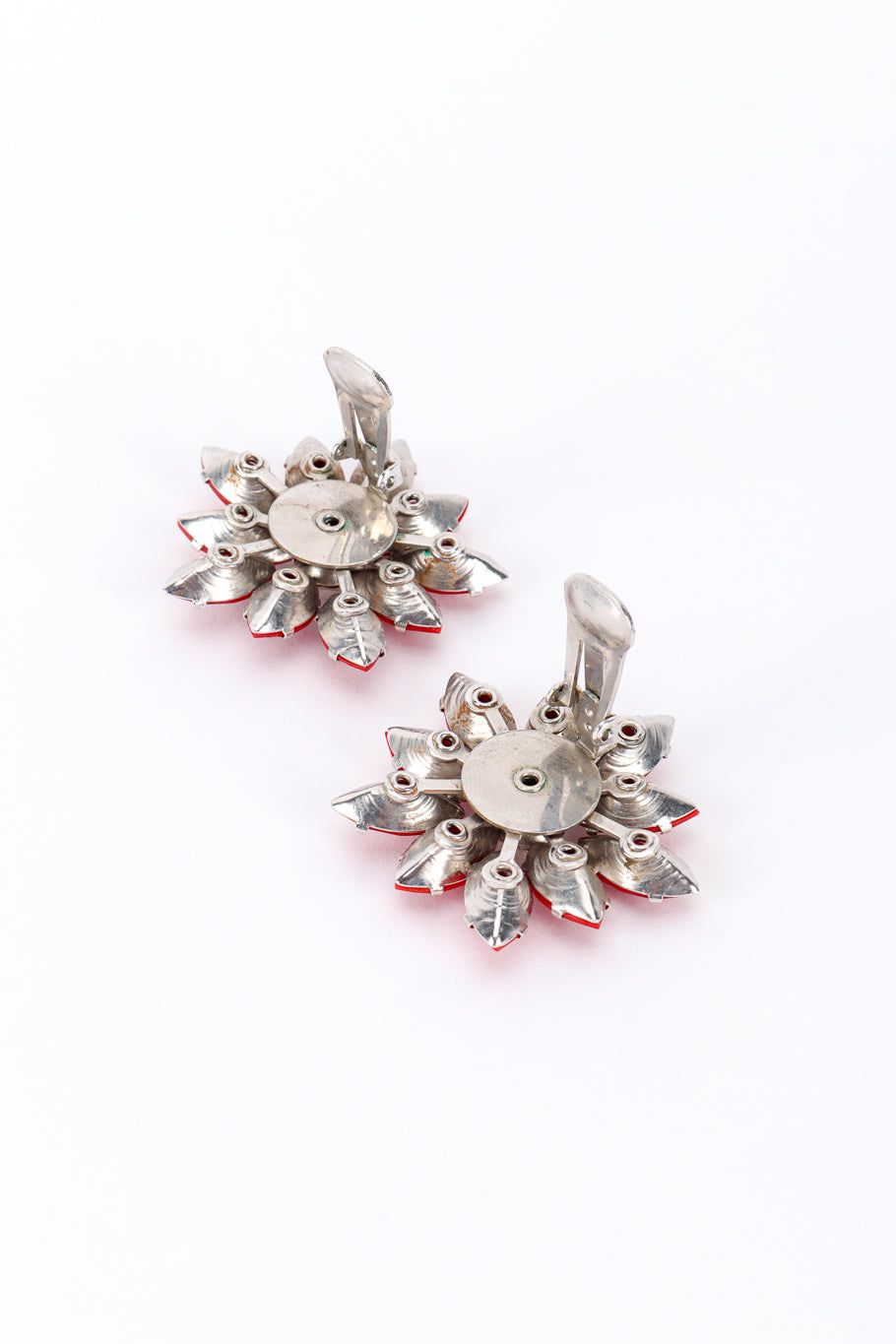 Vintage Marquise Crystal Flower Earrings clips unfastened @recess la