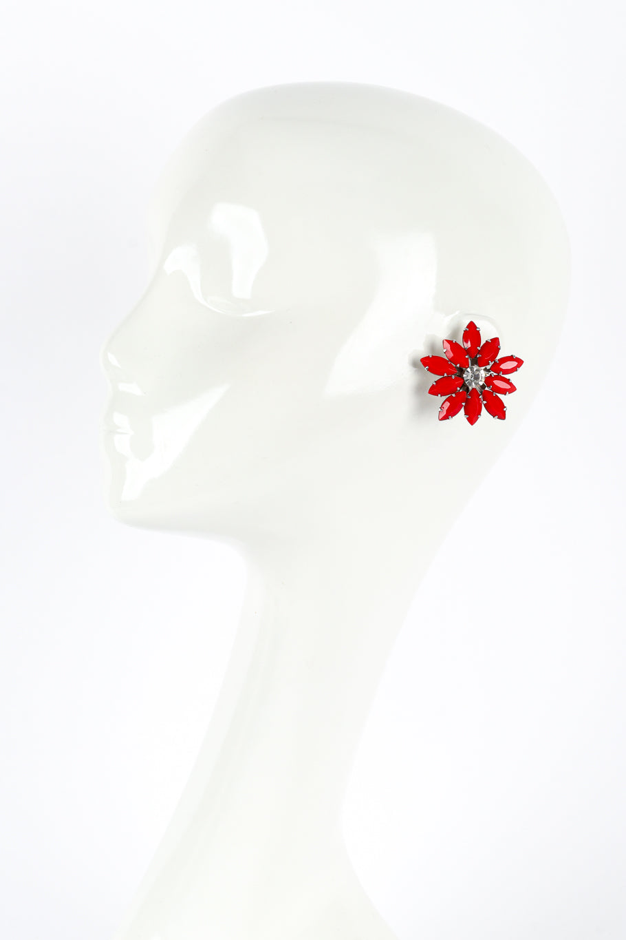 Vintage Marquise Crystal Flower Earrings on mannequin @recess la