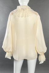 Vintage Emanuel Ungaro Floral Lace Ruffle Blouse back on mannequin @recessla