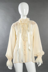 Vintage Emanuel Ungaro Floral Lace Ruffle Blouse front on mannequin @recessla