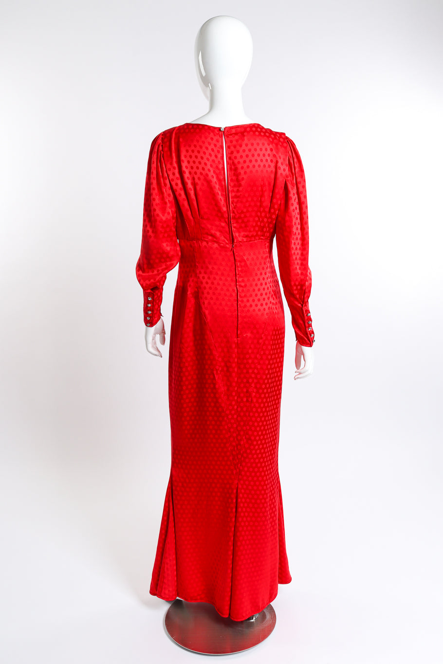 Vintage Emanuel Ungaro Silk Dot Fishtail Dress back on manenquin @recess la