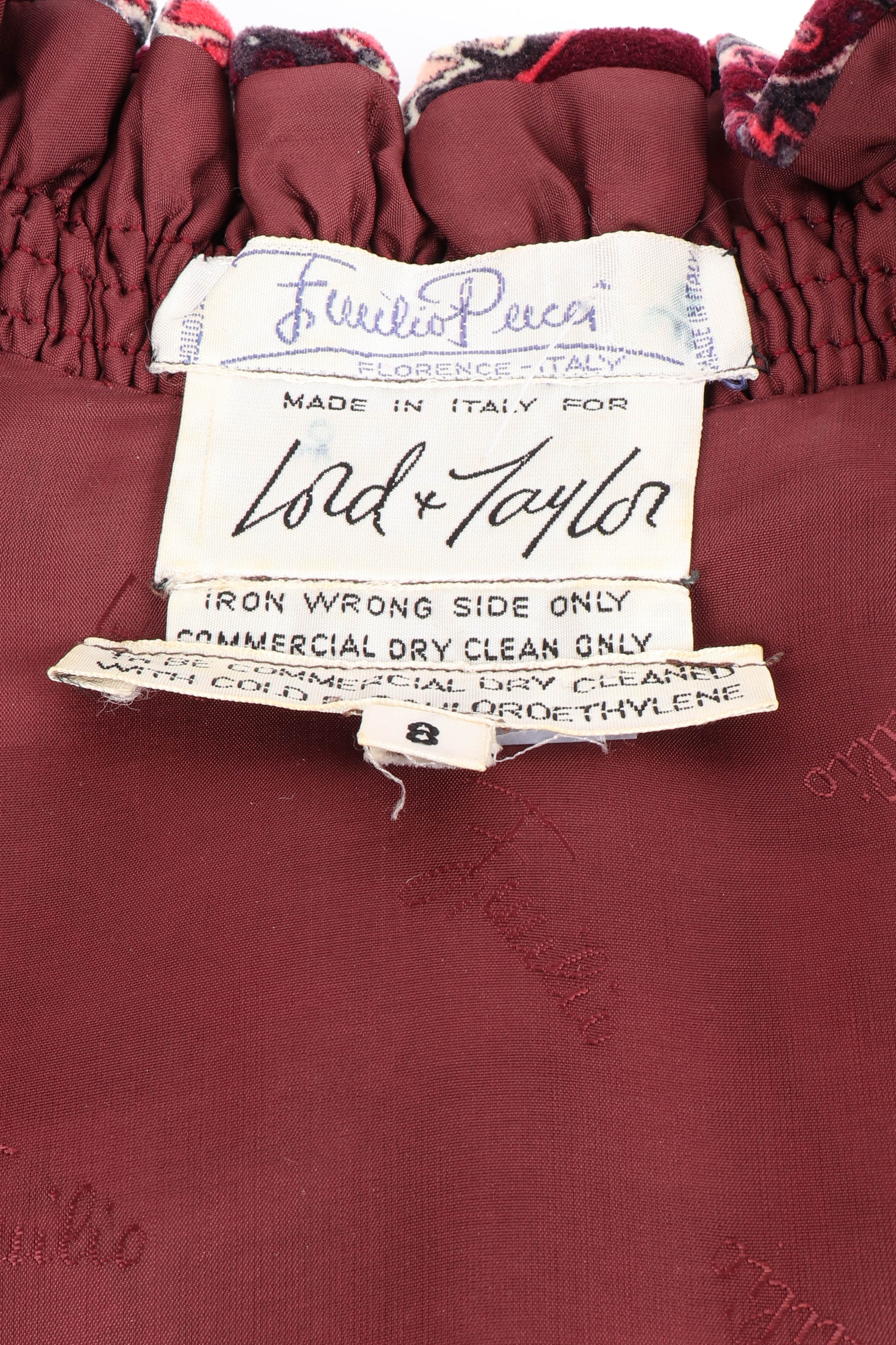 Vintage Emilio Pucci Velvet Mandala Dress signature label closeup @recessla