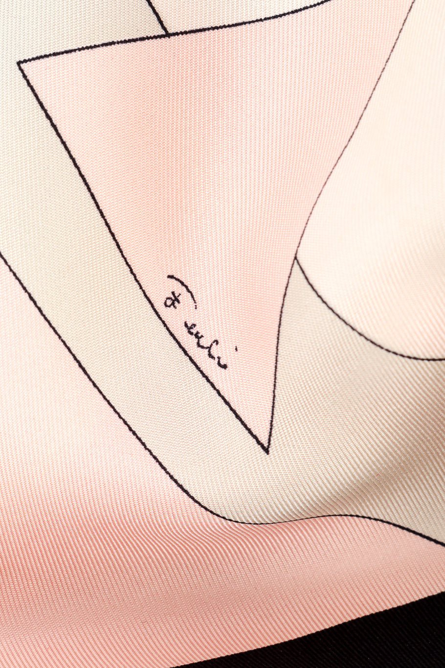 Vintage Emilio Pucci geometric pink patterned blouse  close up of the Pucci signature graphic @Recess LA
