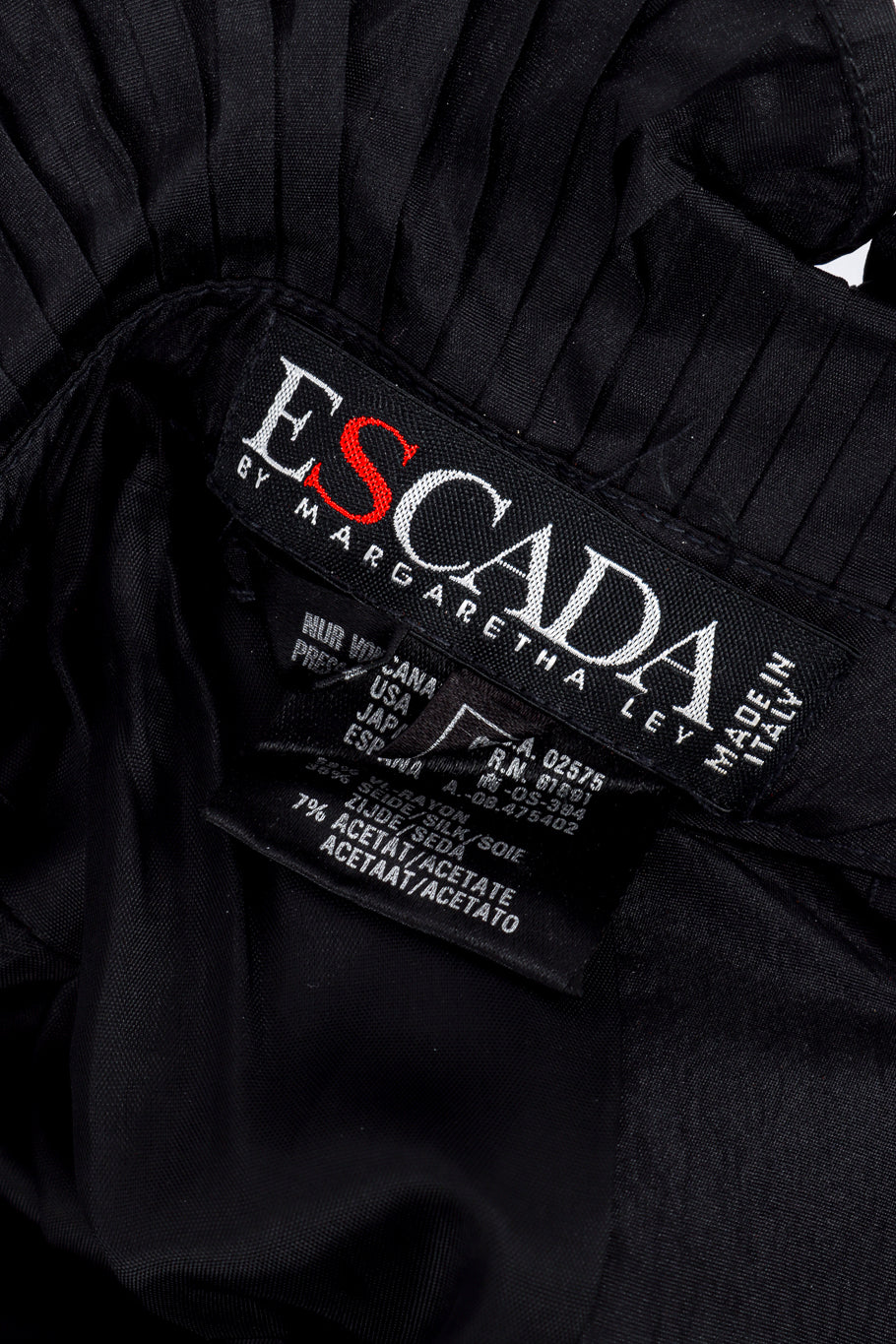 Vintage Escada Glitter Ruffle Velvet Dress signature label closeup @recess la