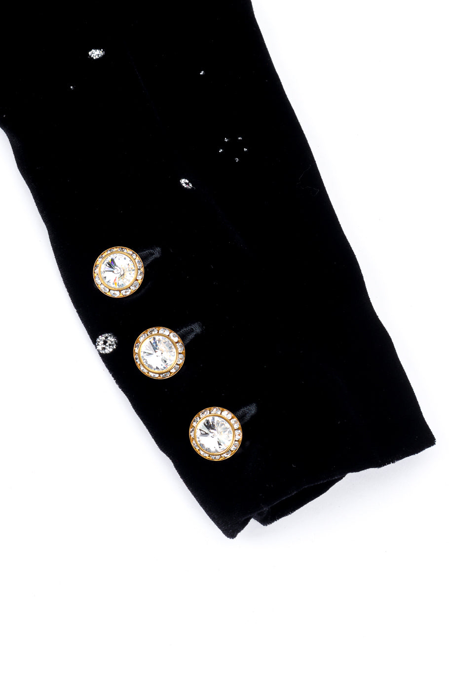 Vintage Escada Glitter Ruffle Velvet Dress sleeve closeup @recess la