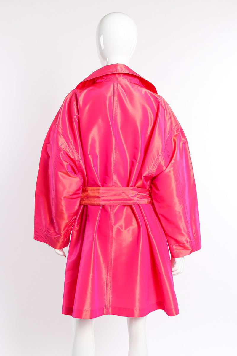 Vintage Escada Oversized Silk Trench Coat back on mannequin closeup @recessla