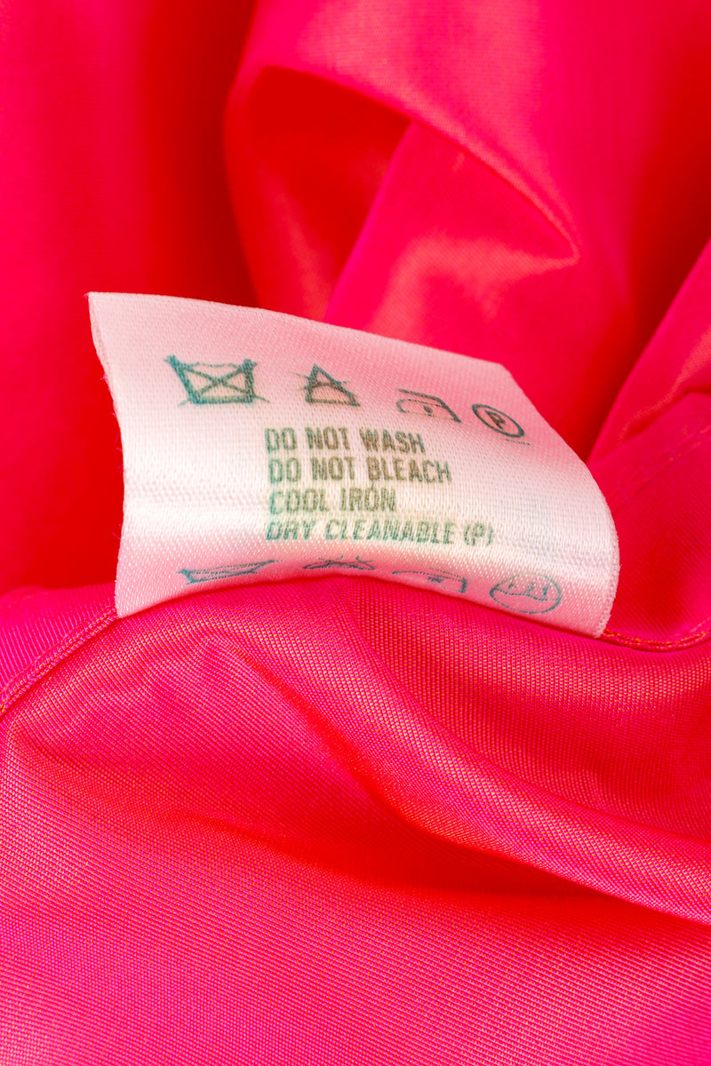 Vintage Escada Oversized Silk Trench Coat care label closeup @recessla