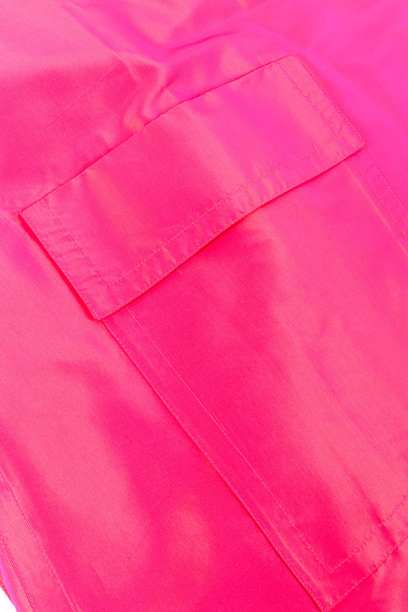 Vintage Escada Oversized Silk Trench Coat patch pocket closeup @recessla