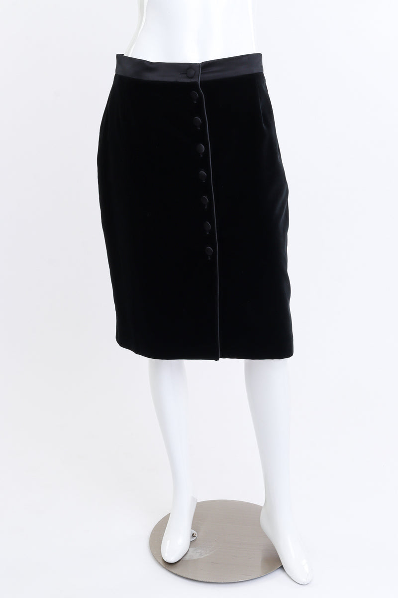 Vintage Escada Velvet Pencil Skirt front on mannequin @recess la