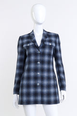 Vintage Escada Blue Check Longline Jacket on mannequin @RECESS LA