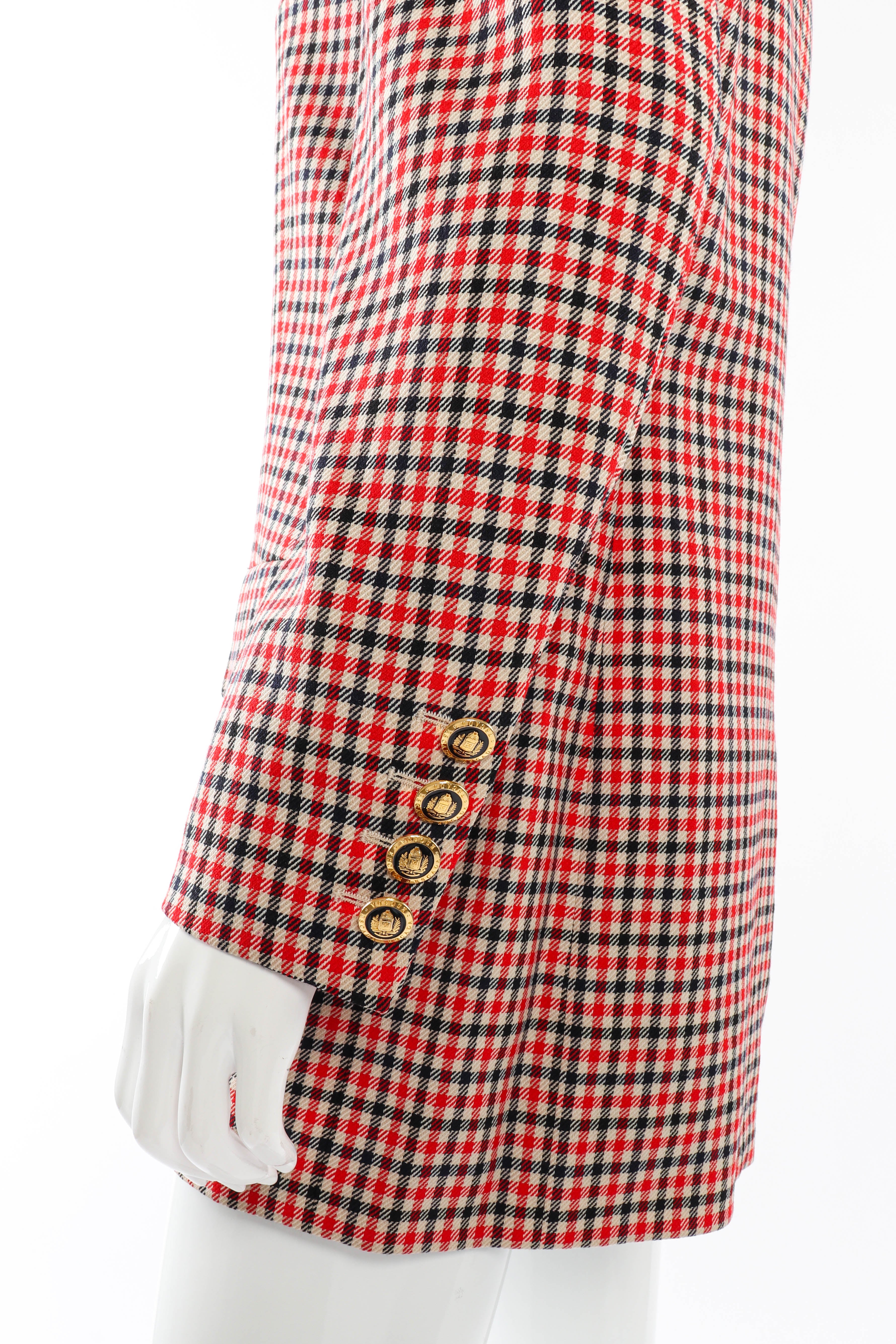 Vintage Escada Longline Checker Blazer sleeve on mannequin @recessla