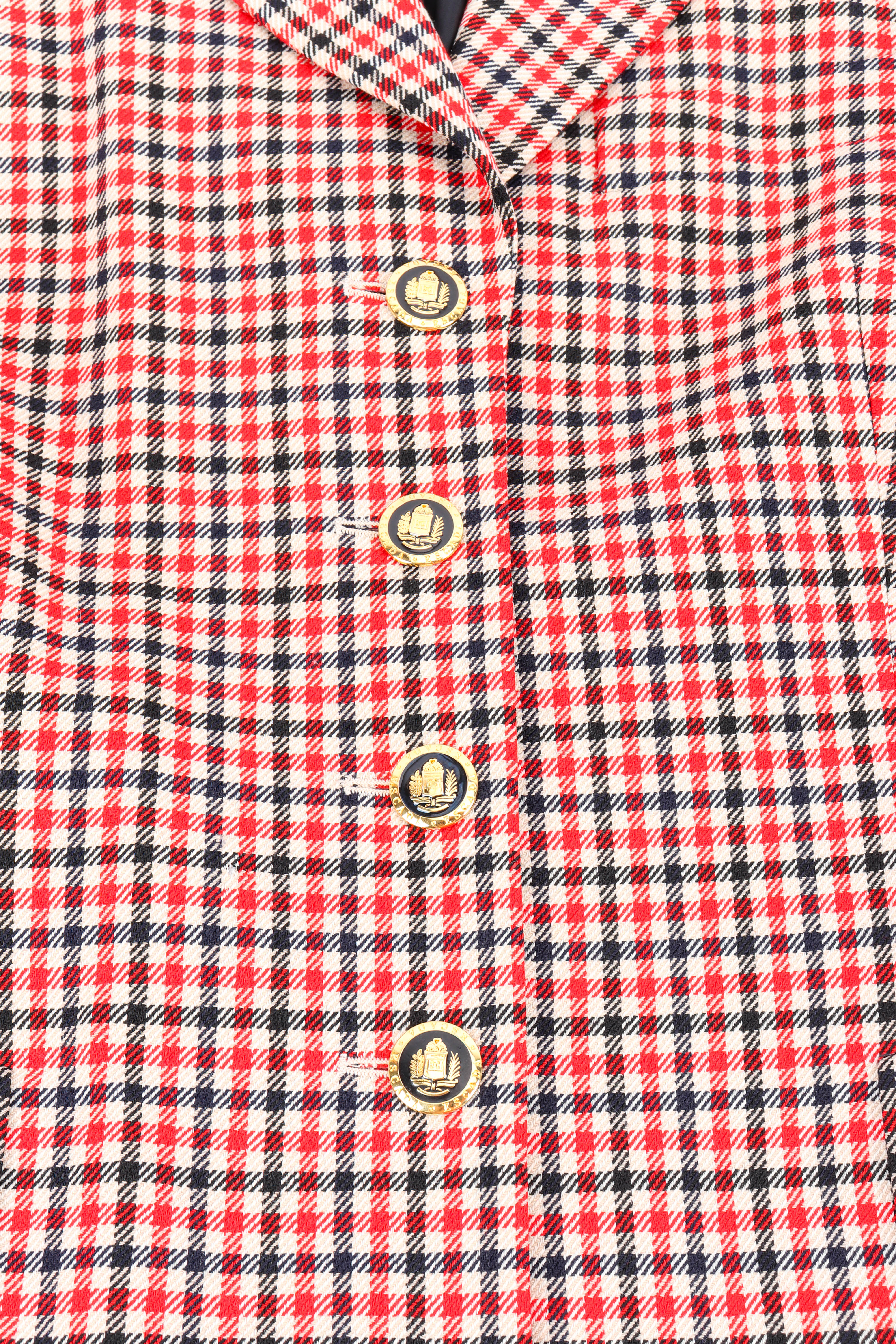 Vintage Escada Longline Checker Blazer button closeup @recessla