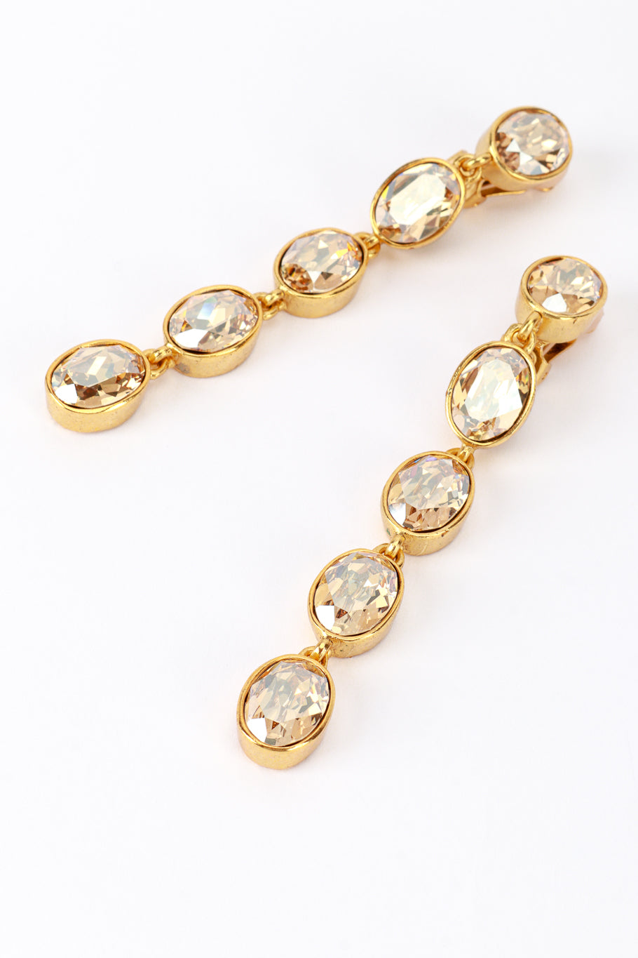 Vintage Oscar de la Renta Champagne Crystal Drop Earrings detail @recess la