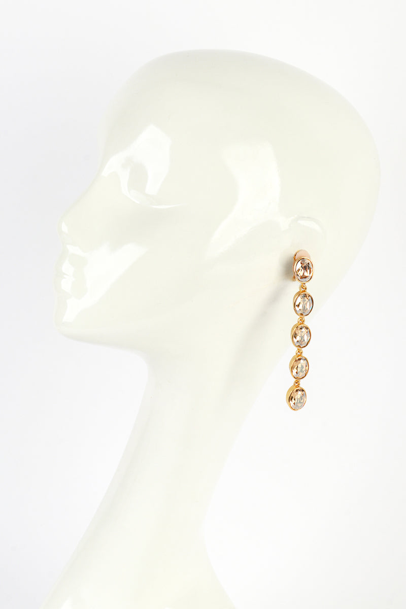 Vintage Oscar de la Renta Champagne Crystal Drop Earrings on mannequin @recess la