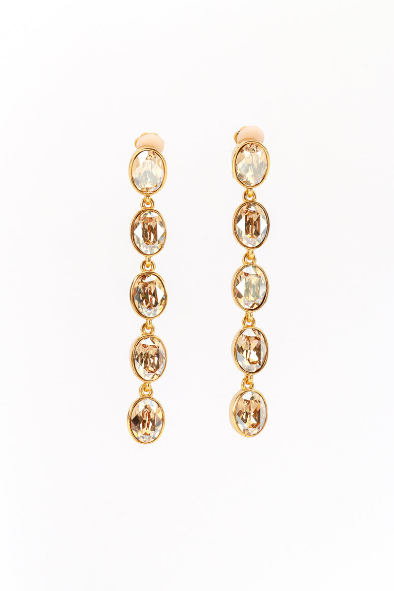 Vintage Oscar de la Renta Champagne Crystal Drop Earrings front @recess la