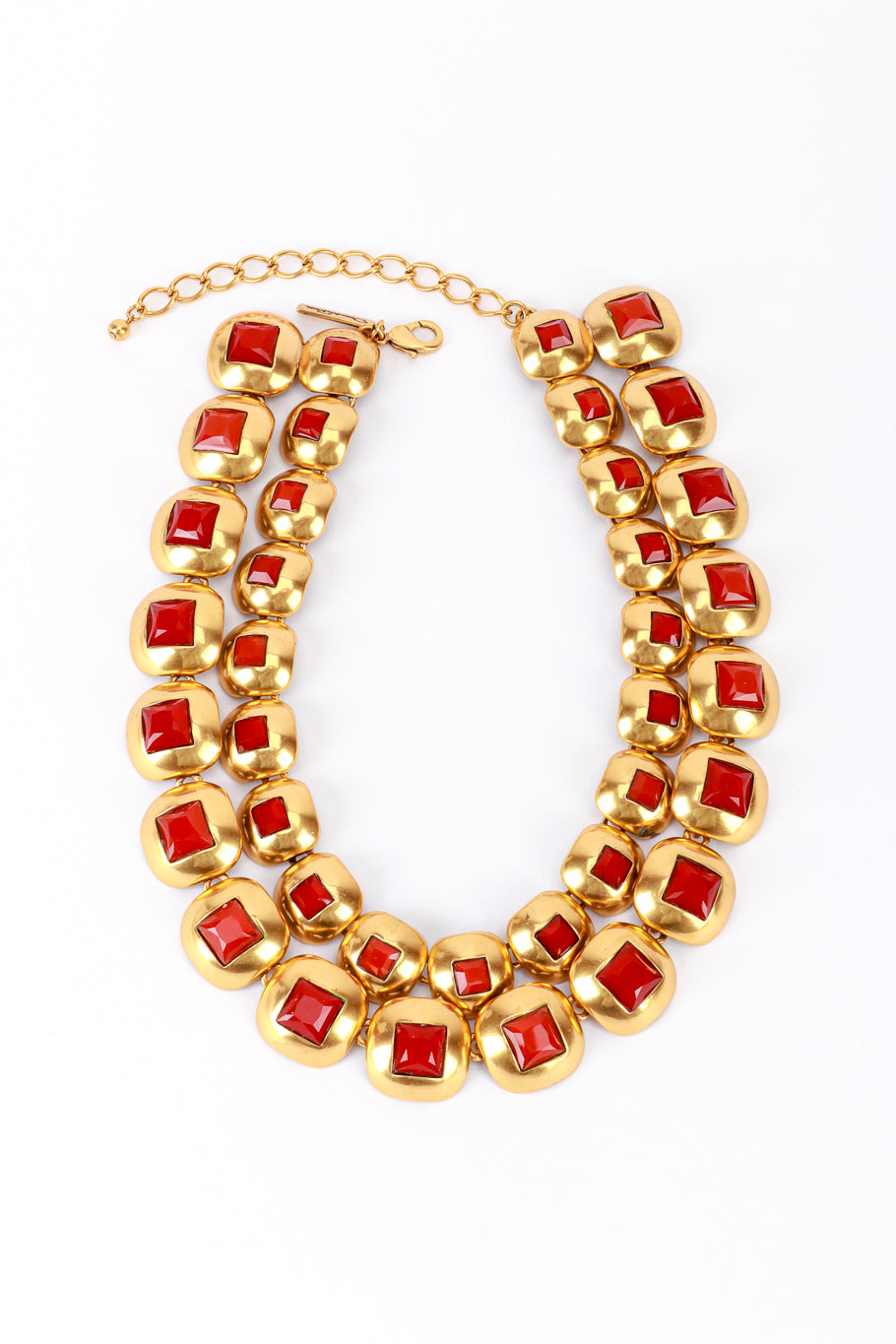 Vintage Oscar de la Renta Cabochon Disk Link Necklace front @recess la