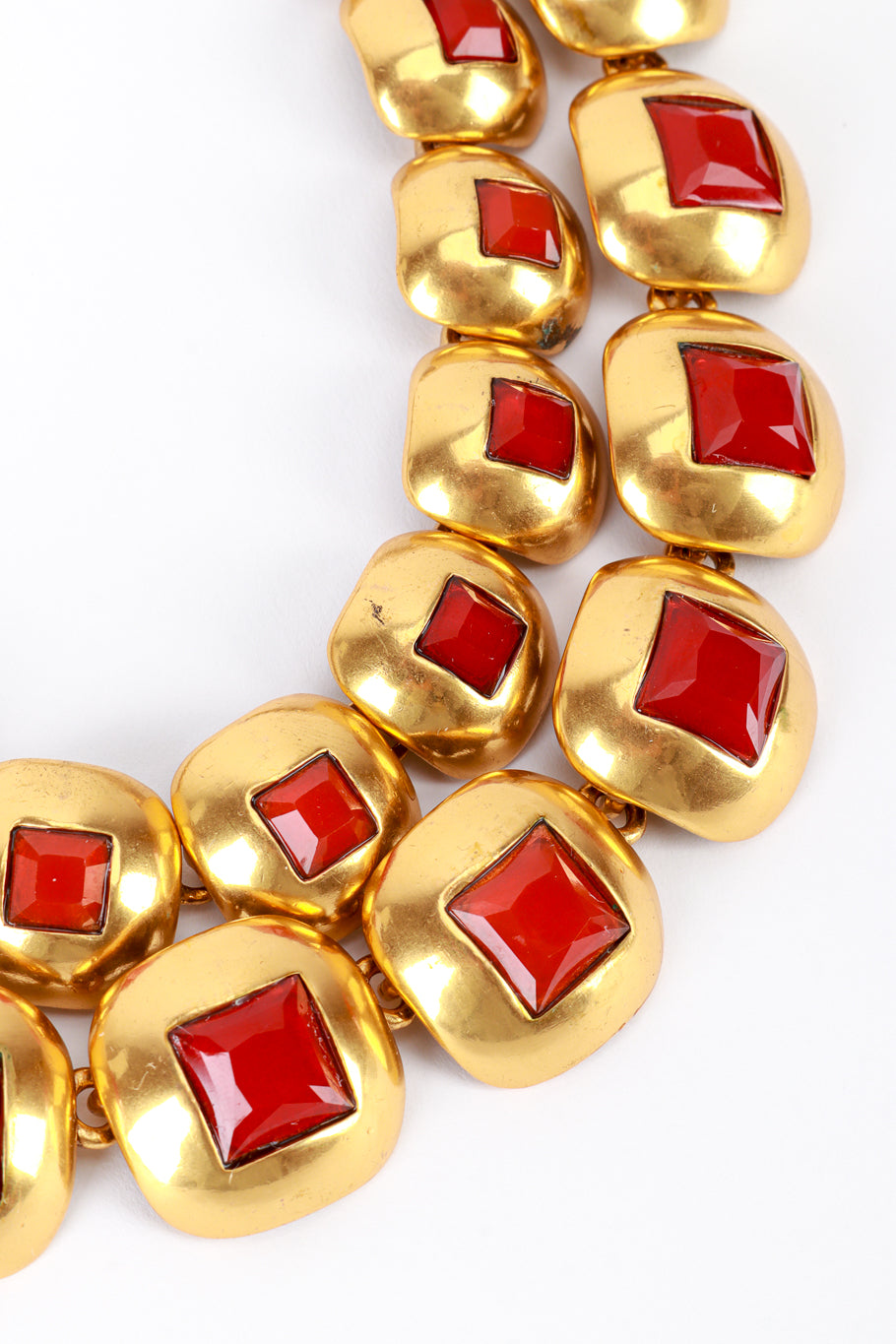 Vintage Oscar de la Renta Cabochon Disk Link Necklace detail @recess la