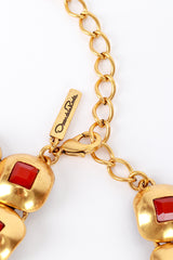 Vintage Oscar de la Renta Cabochon Disk Link Necklace clasp and signature @recess la