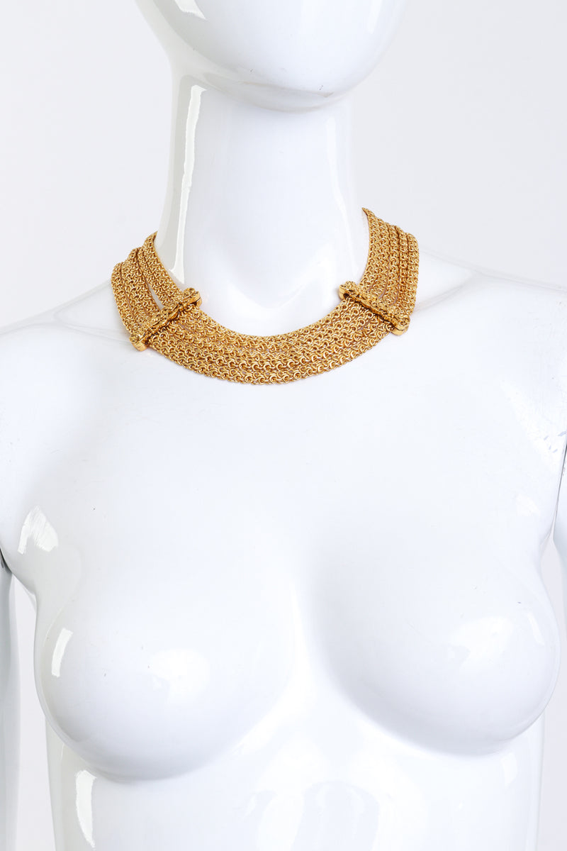 Vintage Oscar de la Renta 5-Strand Byzantine Chain Collar Necklace on mannequin @recess la