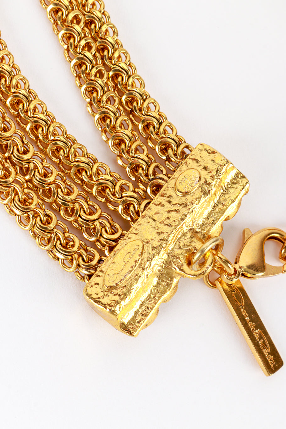 Vintage Oscar de la Renta 5-Strand Byzantine Chain Collar Necklace cartouche @recess la