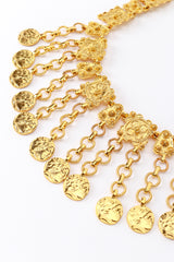 Vintage Oscar de la Renta Golden Byzantine Coin Drop Collar Necklace detail @recess la