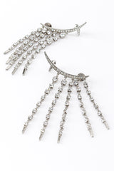 Vintage Oscar de la Renta Silver Crescent Moon & Falling Stars Crawler Earrings detail @recess la