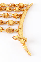 Vintage Oscar de la Renta Champagne Crescent Moon & Falling Stars Crawler Earrings post/clip closeup @recess la