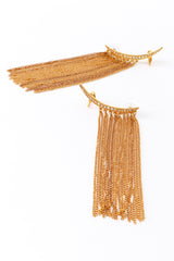 Vintage Oscar de la Renta Golden Crescent Moon & Falling Fringe Crawler Earrings detail @recess la