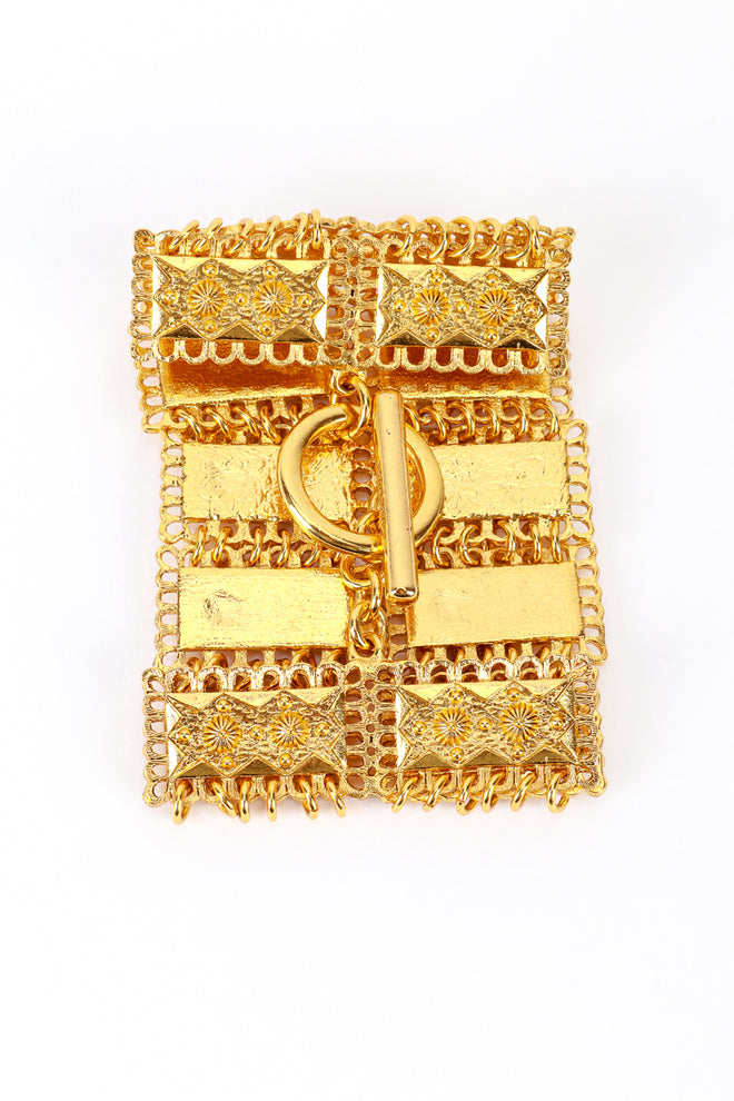 Vintage Oscar de la Renta Byzantine Plate Link Bracelet clasp @recess la