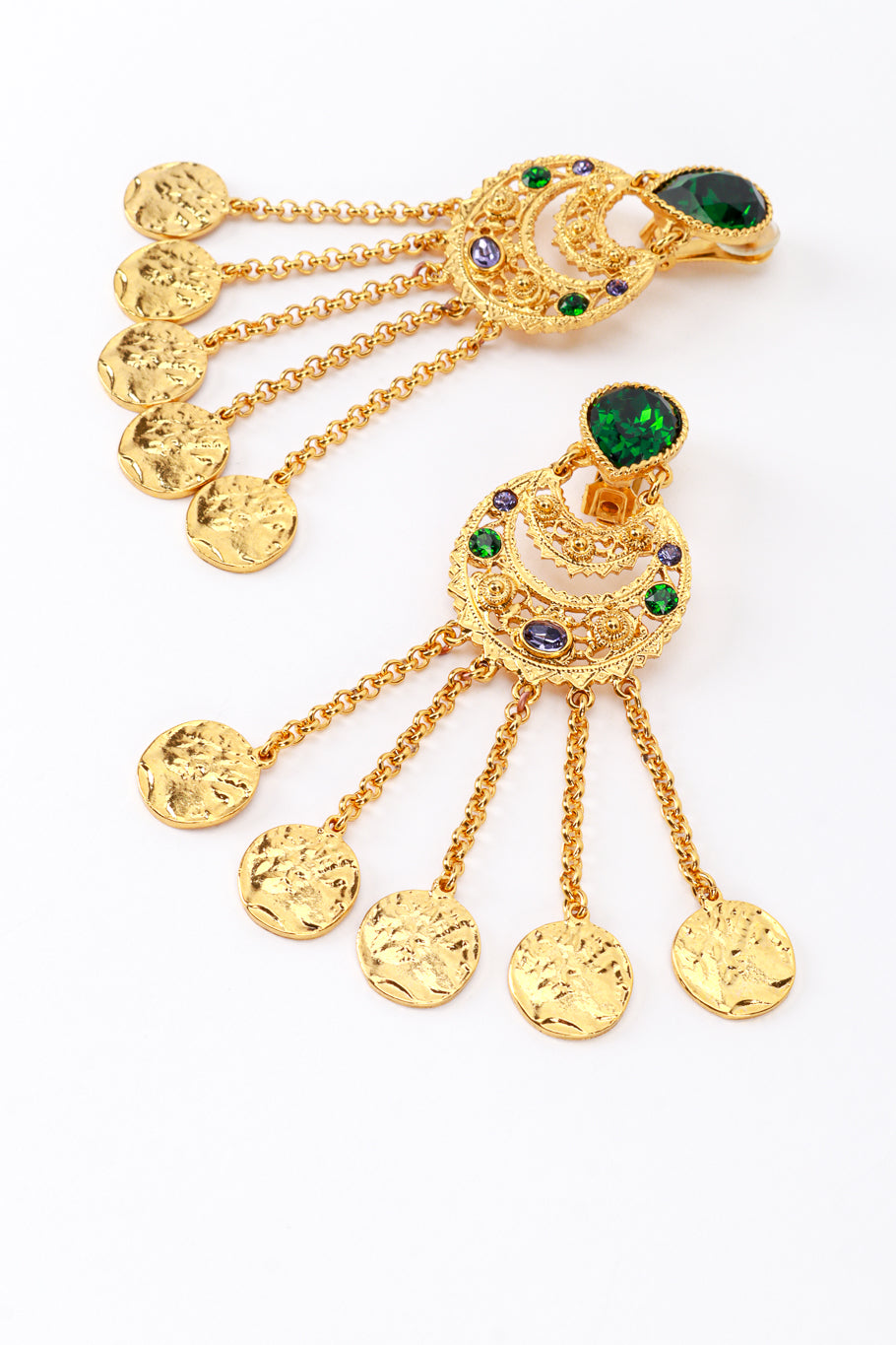 Vintage Oscar de la Renta Jeweled Chandbali Dangle Earrings detail @recess la