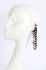 Vintage Oscar de la Renta Garnet Crescent Moon & Falling Stars Crawler Earrings on mannequin @recess la