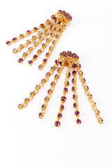 Vintage Oscar de la Renta Deco Fan Amethyst Rhinestone Fringe Earrings detail @recess la