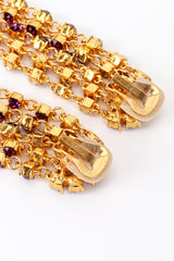 Vintage Oscar de la Renta Deco Fan Amethyst Rhinestone Fringe Earrings signature @recess la