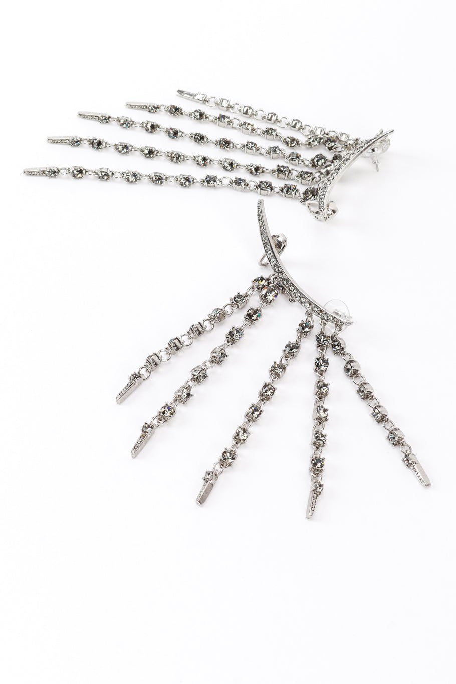 Vintage Oscar de la Renta Smokey Crescent Moon & Falling Stars Crawler Earrings detail @recess la