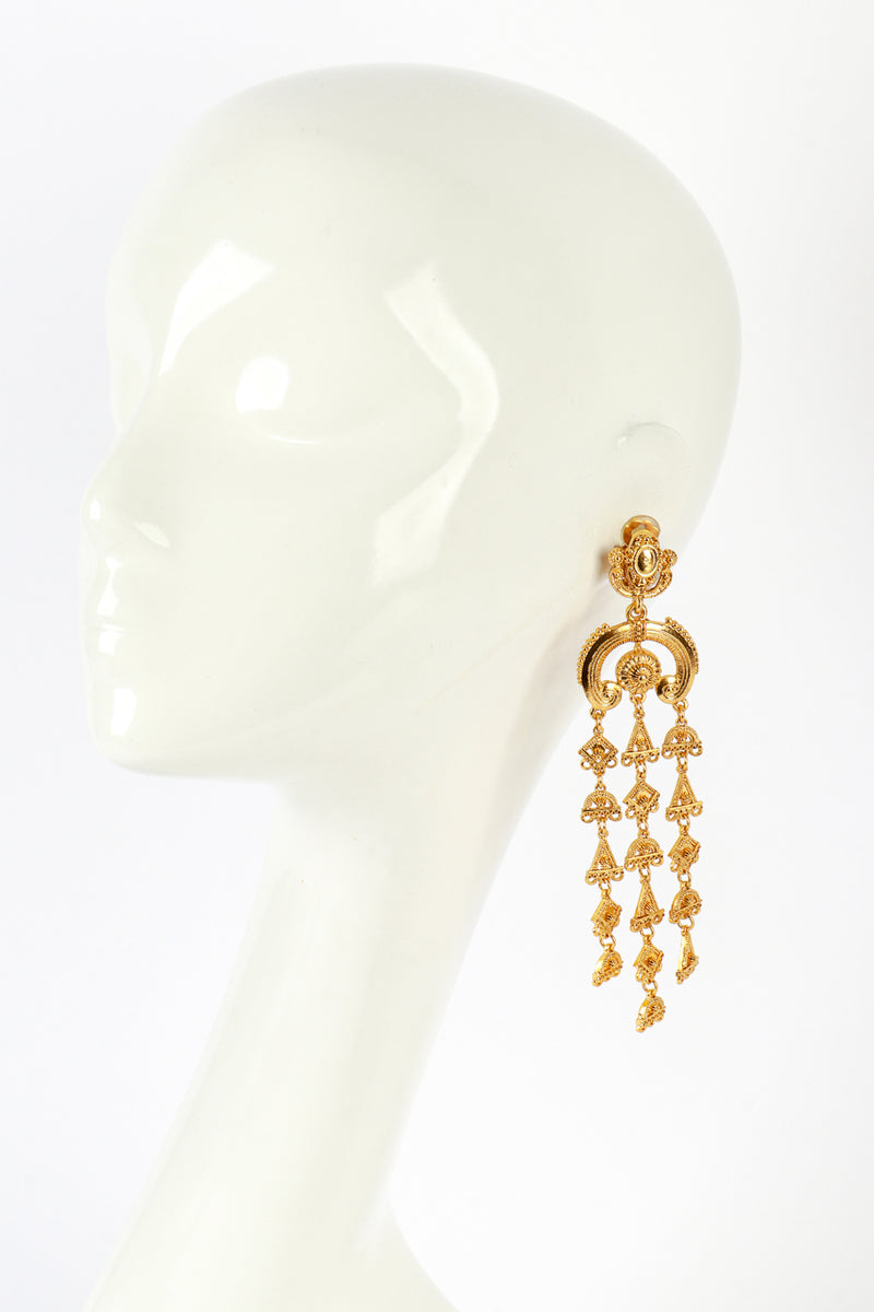 Vintage Oscar de la Renta Byzantine Shoulder Duster Earrings on mannequin @recess la