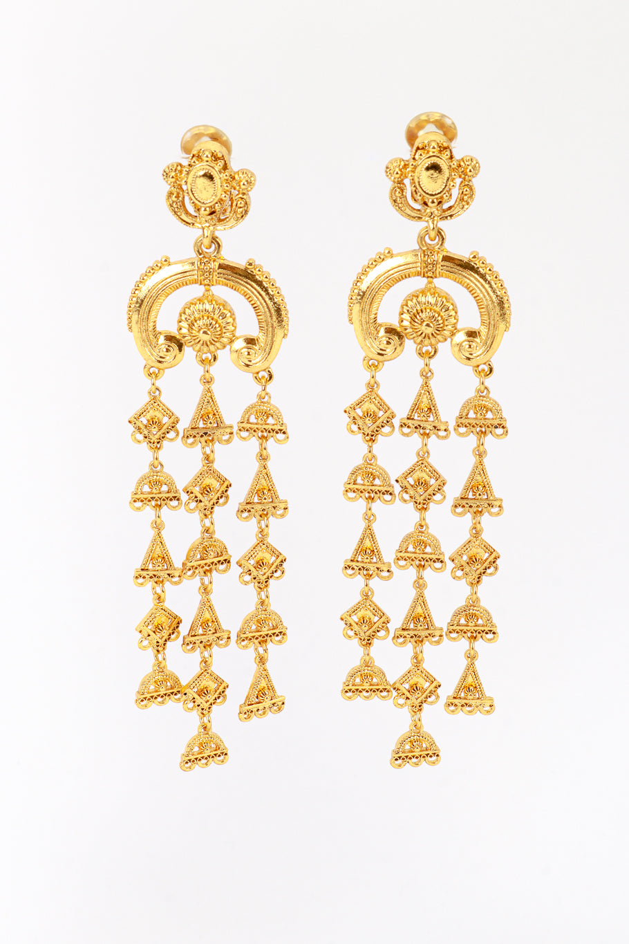 Vintage Oscar de la Renta Byzantine Shoulder Duster Earrings front @recess la