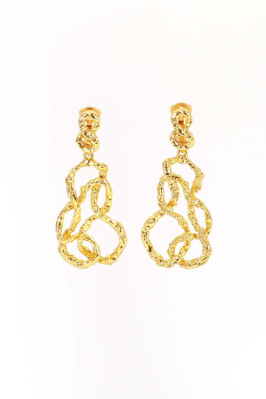 Vintage Oscar de la Renta Brutalist Coil Drop Earrings front @recess la