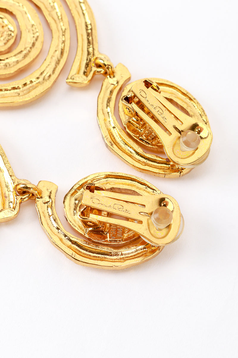 Vintage Oscar de la Renta Golden Spiral Drop Earrings signature @recess la