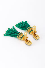 Oscar de la Renta Beaded Tassel Drop Earrings back clips open @recess la