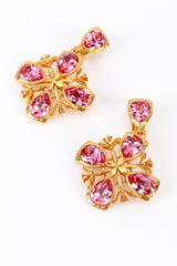 Vintage Oscar de la Renta Pink Crystal Cross Drop Earrings detail @recess la