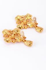 Vintage Oscar de la Renta Pink Crystal Cross Drop Earrings back clips open @recess la