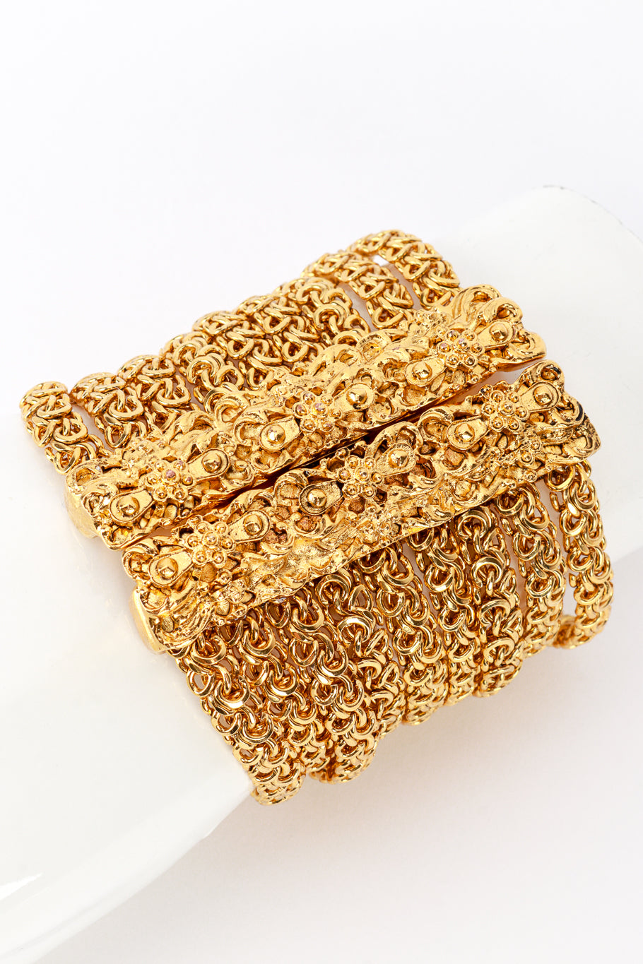 Vintage Oscar de la Renta Multi-Strand Byzantine Chain Bracelet detail @recess la